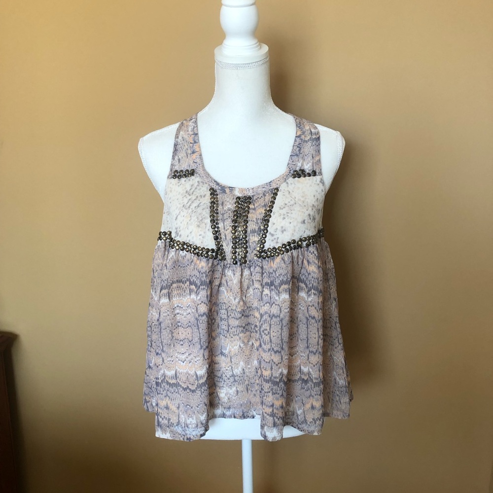 Urban outfitters embellished cream tank top